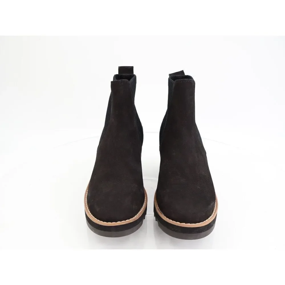 Eileen Fisher Womens Lilou Boots Booties Chelsea Wedge Heel Black Leather 5